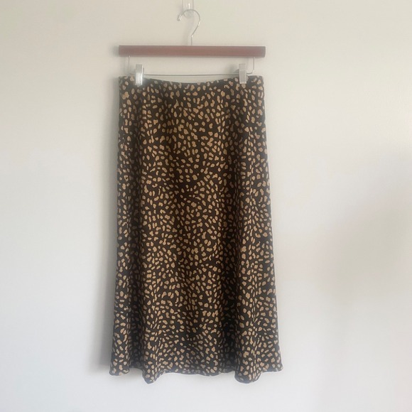 Sanctuary Black & Brown‎ Animal Print Midi Slip Skirt Size Medium NWT - Picture 1 of 5